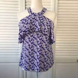 MICHAEL KORS Floral Cold Shoulder Shirt Size Petite